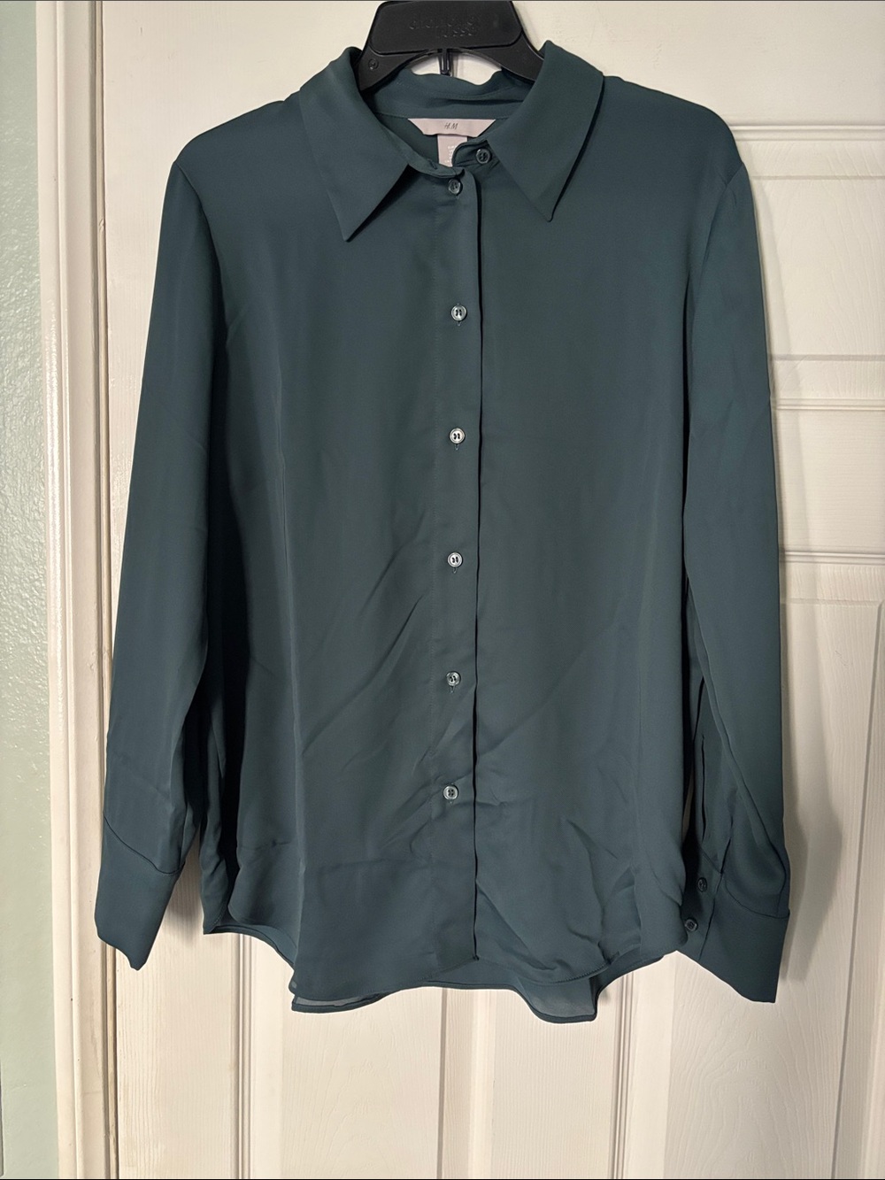 H&M Dark Teal Long-Sleeve Button Shirt